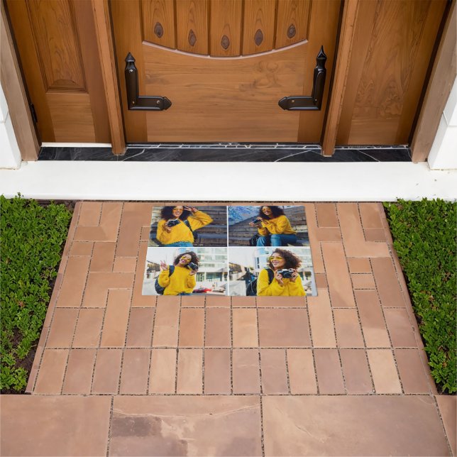 Design Your Own 4 Photo Collage Doormat (Outdoor)