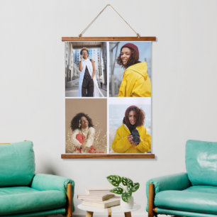 Design Your Own 4 Photo Collage Hanging Tapestry