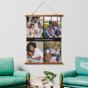 Design Your Own 4 Photo Collage Hanging Tapestry
