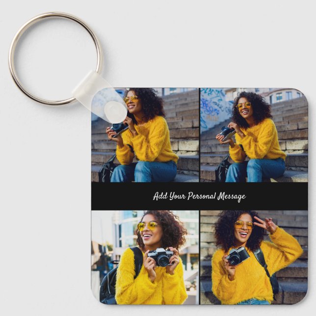 Design Your Own 4 Photo Collage Keychain (Front)