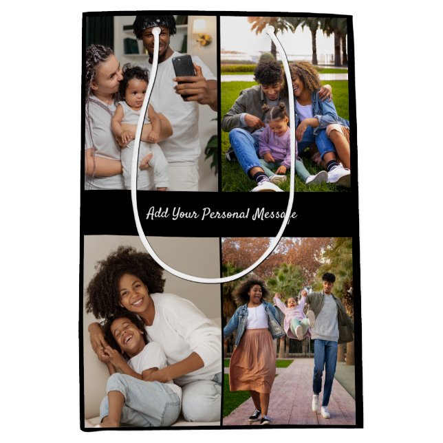 Design Your Own 4 Photo Collage Medium Gift Bag (Front)