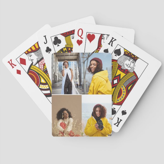 Design Your Own 4 Photo Collage Poker Cards (Back)