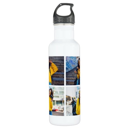 Design Your Own 4 Photo Collage Stainless Steel Water Bottle