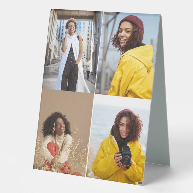 Design Your Own 4 Photo Collage Table Tent (Front)