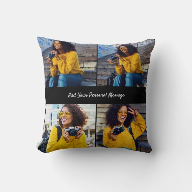 Design Your Own 4 Photo Collage Throw Pillow (Front)