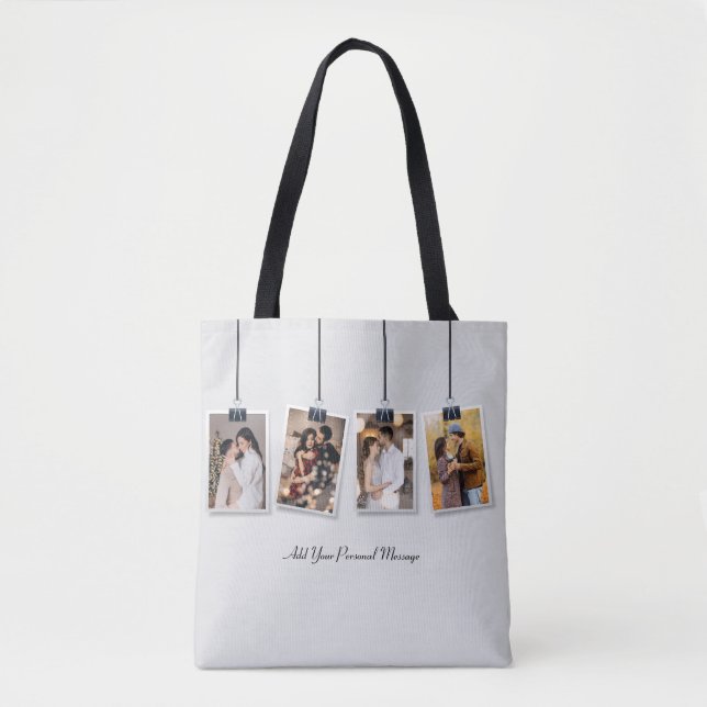 Design Your Own 4 Photo Collage Tote Bag (Front)