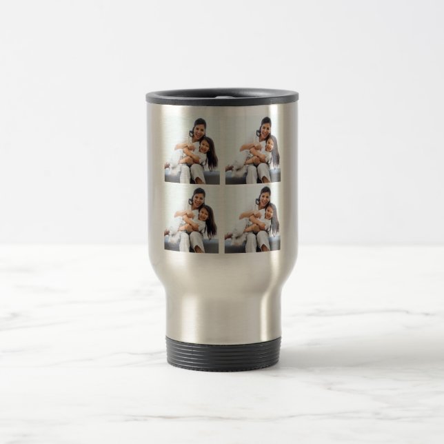 Design Your Own 4 Photo Collage Travel Mug (Center)