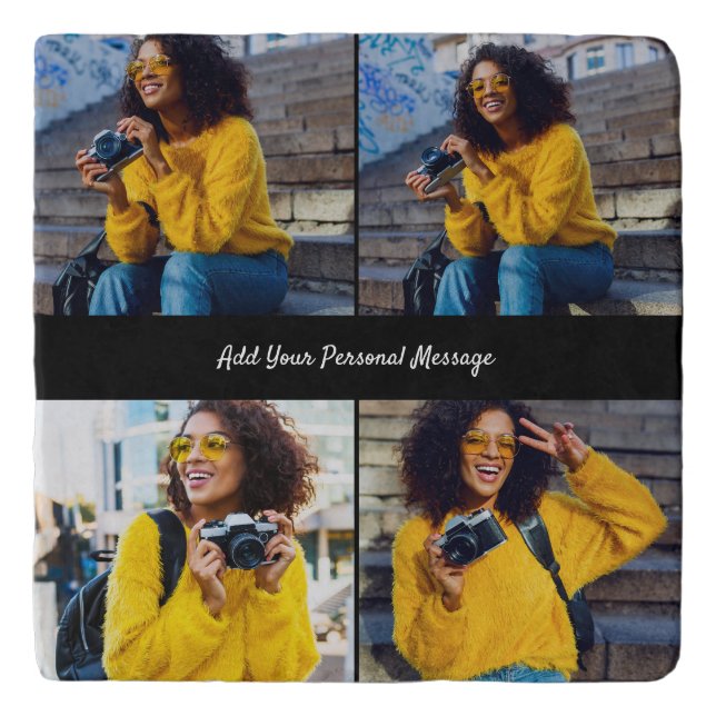 Design Your Own 4 Photo Collage Trivet (Front)