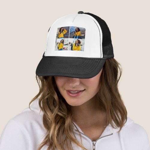 Design Your Own 4 Photo Collage Trucker Hat