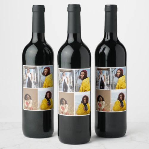 Design Your Own 4 Photo Collage Wine Label