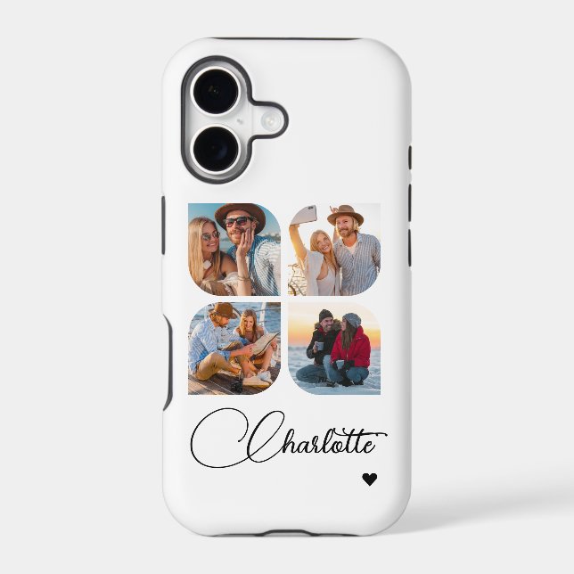 Design Your Own 4 Photo Personalized Name Case-Mate iPhone Case (Back)