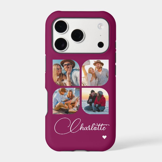 Design Your Own 4 Photo Personalized Name Case-Mate iPhone Case (Back)