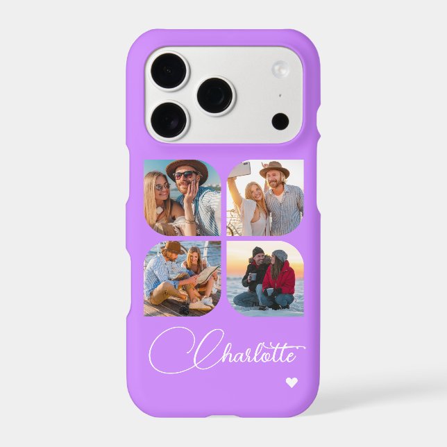 Design Your Own 4 Photo Personalized Name Case-Mate iPhone Case (Back)