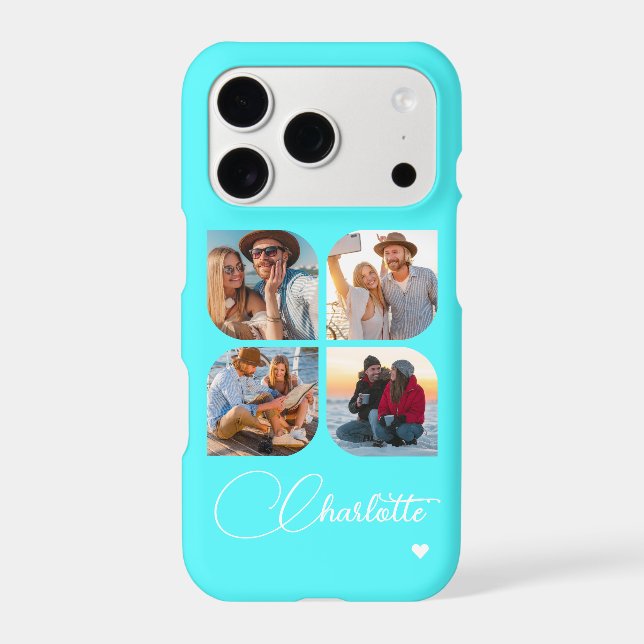 Design Your Own 4 Photo Personalized Name Case-Mate iPhone Case (Back)
