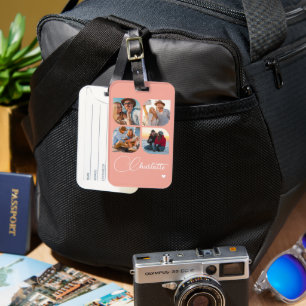 Design Your Own 4 Photo Personalized Name Luggage Tag