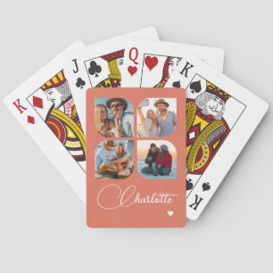 Design Your Own 4 Photo Personalized Name Poker Cards