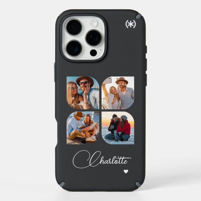 Design Your Own 4 Photo Personalized Name Speck iPhone Case (Front)