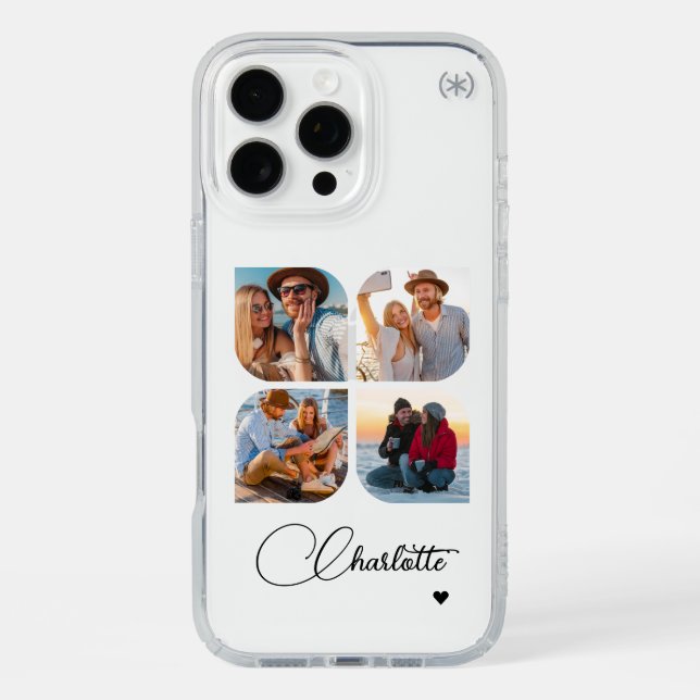 Design Your Own 4 Photo Personalized Name Speck iPhone Case (Front)