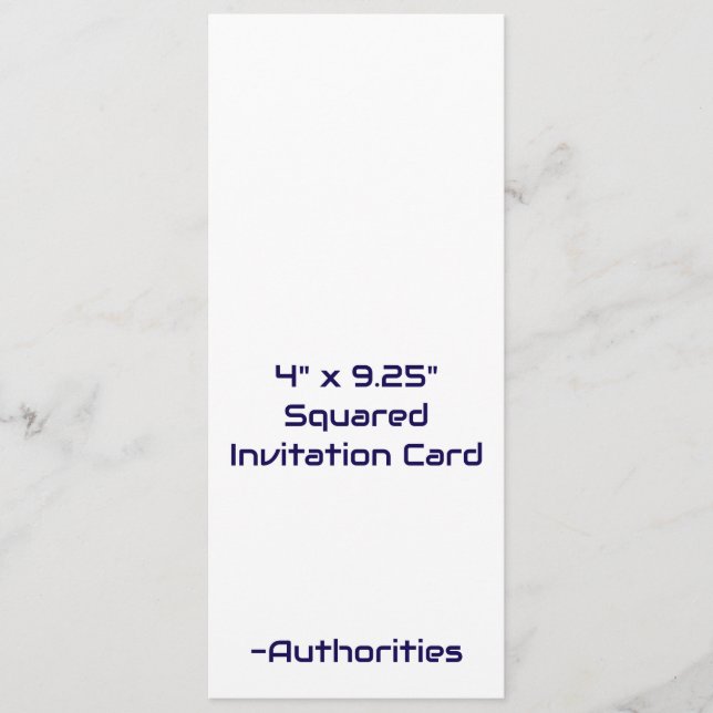 Design Your Own 4" x 9.25" Squared Invitation (Front)
