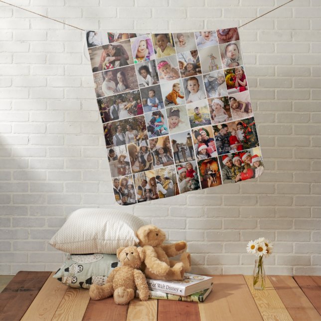 Design Your Own 50 Photo Collage Baby Blanket (In Situ)