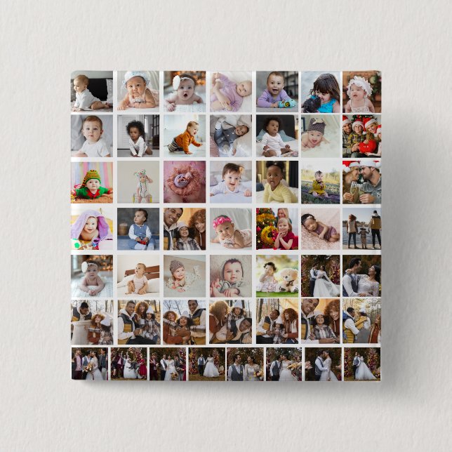 Design Your Own 50 Photo Collage Button (Front)