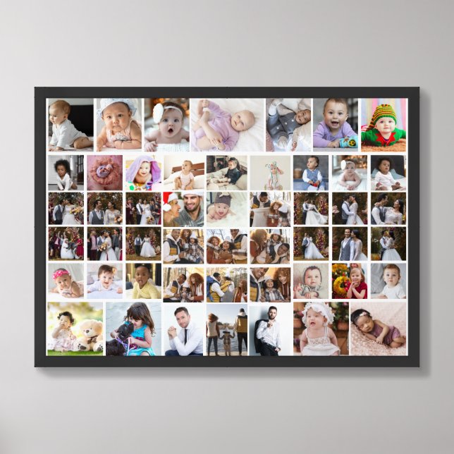 Design Your Own 50 Photo Collage Framed Art (Framed Front)