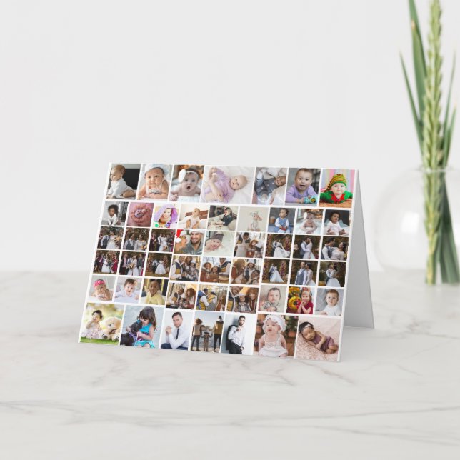 Design Your Own 50 Photo Collage Holiday Card (Front)