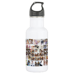 Design Your Own 50 Photo Collage Stainless Steel Water Bottle