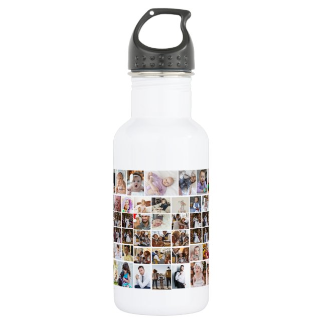 Design Your Own 50 Photo Collage Stainless Steel Water Bottle (Front)