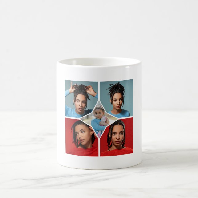 Design Your Own 5 Photo Collage Coffee Mug (Center)
