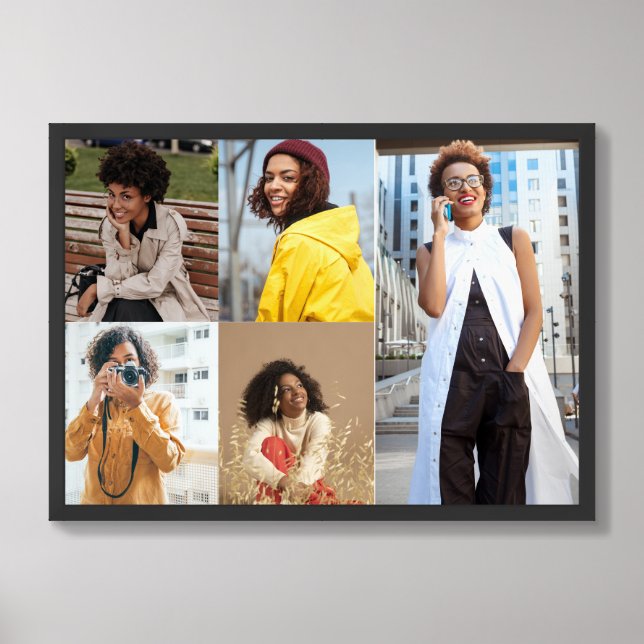 Design Your Own 5 Photo Collage Framed Art (Framed Front)