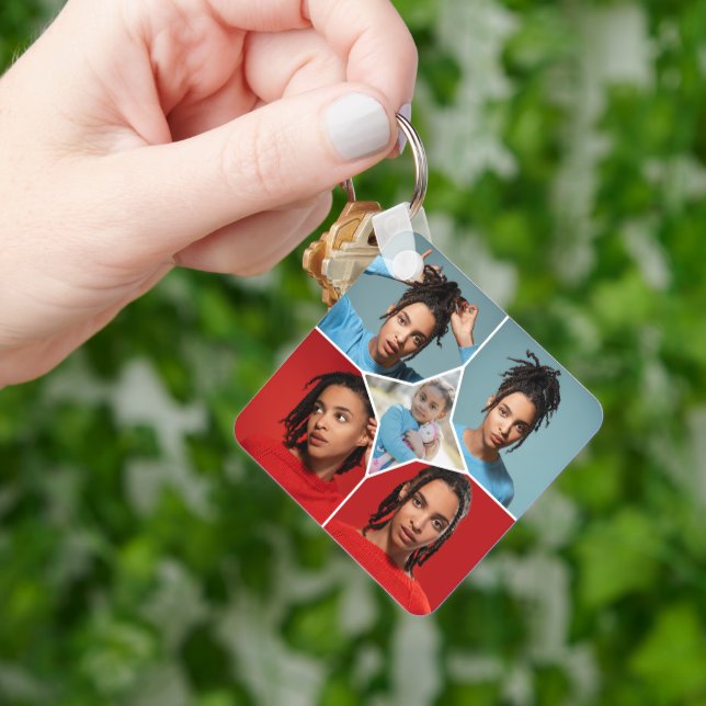 Design Your Own 5 Photo Collage Keychain (Hand)