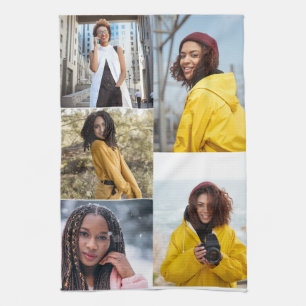 Design Your Own 5 Photo Collage Kitchen Towel