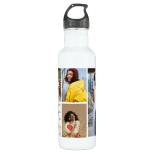 Design Your Own 5 Photo Collage Stainless Steel Water Bottle