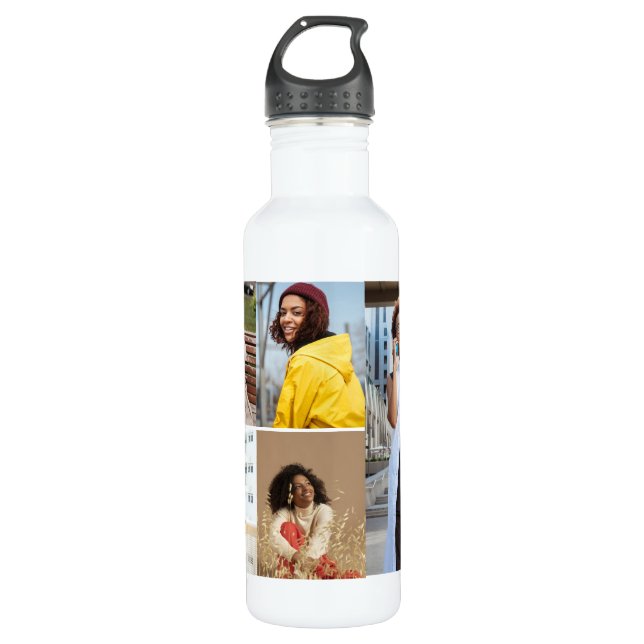 Design Your Own 5 Photo Collage Stainless Steel Water Bottle (Front)
