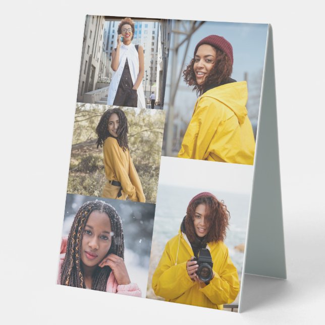 Design Your Own 5 Photo Collage Table Tent (Front)