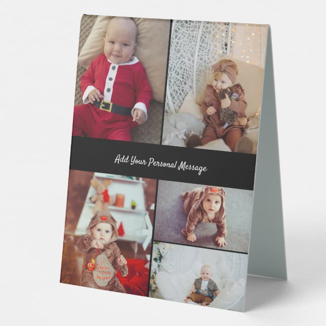 Design Your Own 5 Photo Collage Table Tent (Back)