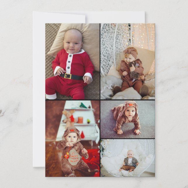 Design Your Own 5 Photo Collage Thank You Card (Front)