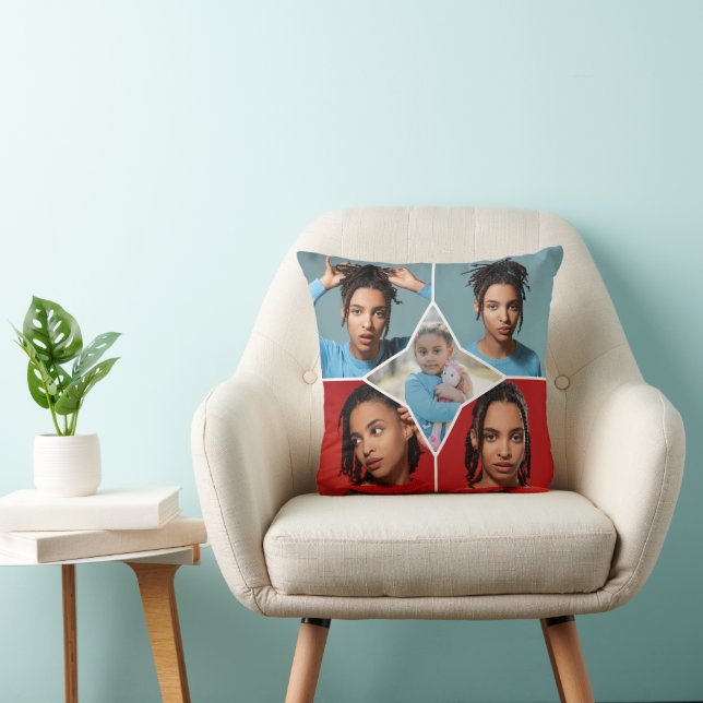 Design Your Own 5 Photo Collage Throw Pillow (Chair)