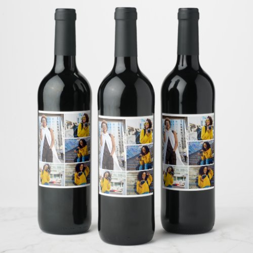 Design Your Own 5 Photo Collage Wine Label