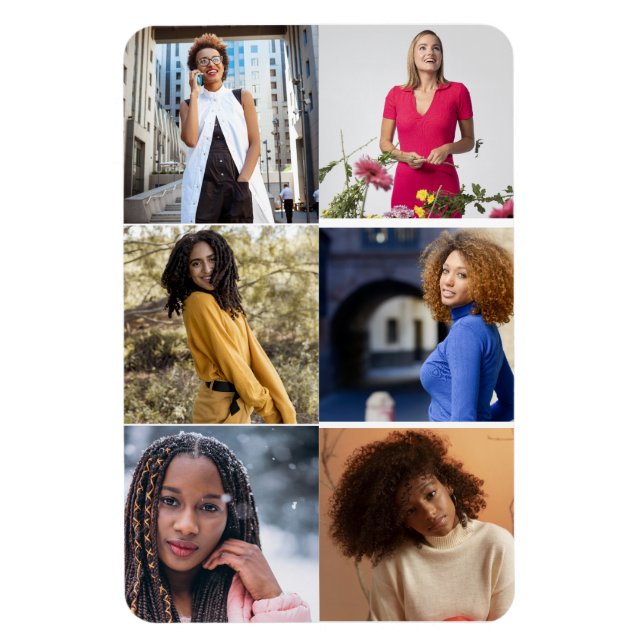 Design Your Own 6 Photo Collage Magnet (Vertical)
