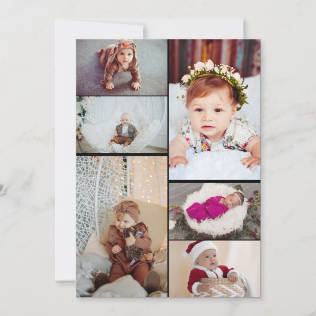 Design Your Own 6 Photo Collage Note Card (Front)