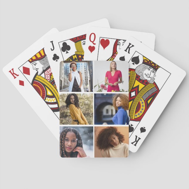 Design Your Own 6 Photo Collage Poker Cards (Back)