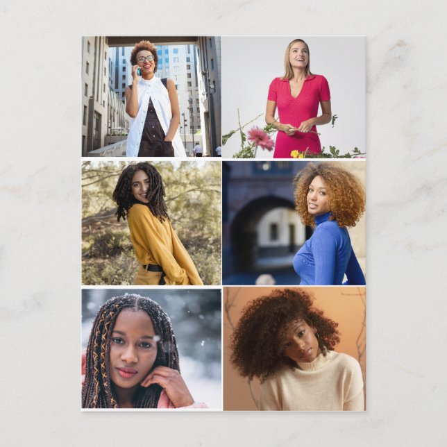 Design Your Own 6 Photo Collage Postcard (Front)