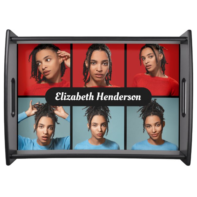 Design Your Own 6 Photo Collage Serving Tray (Front)