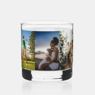Design Your Own 6 Photo Collage Template Whiskey Glass