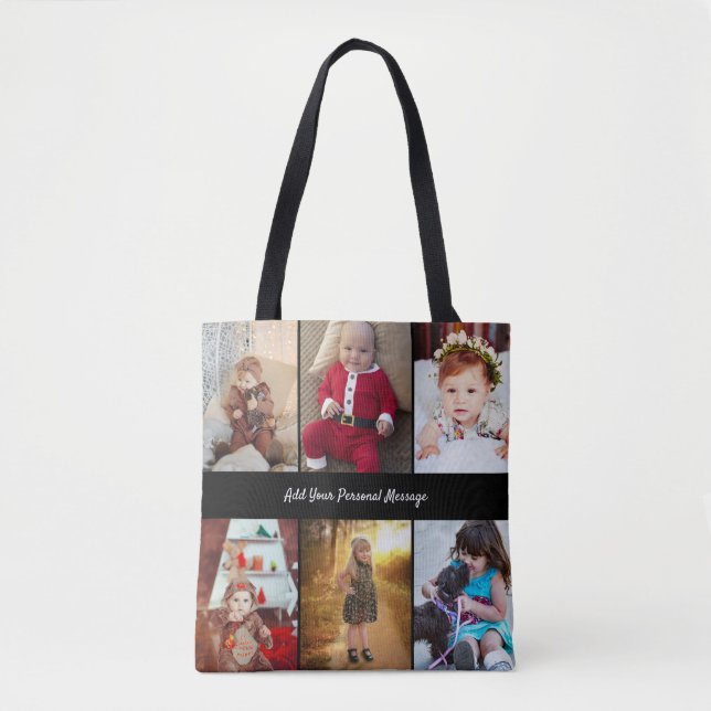 Design Your Own 6 Photo Collage Tote Bag (Front)