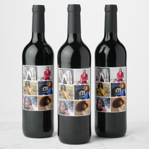 Design Your Own 6 Photo Collage Wine Label