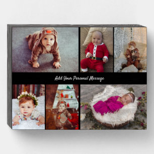 Design Your Own 6 Photo Collage Wooden Box Sign