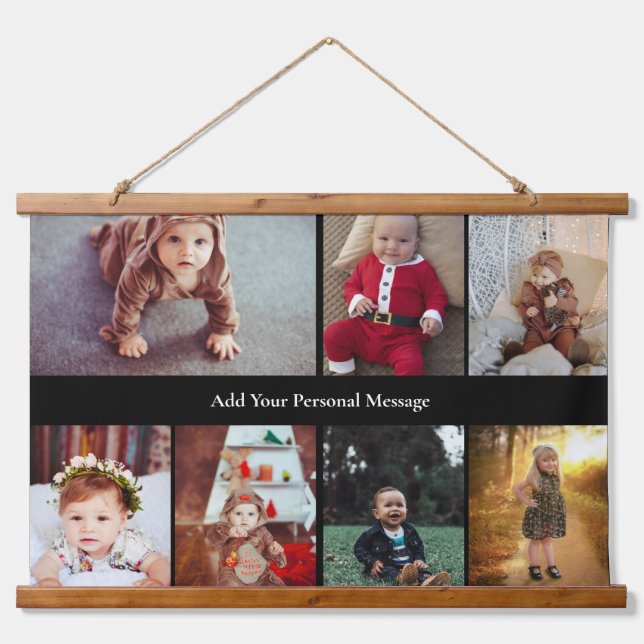 Design Your Own 7 Photo Collage Hanging Tapestry (Front)